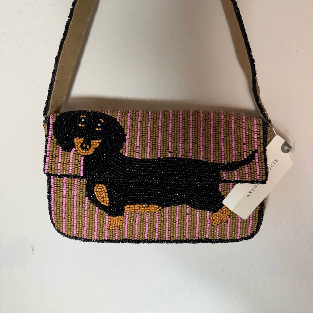 Anthropologie Fiona Beaded Dachshund Handbag